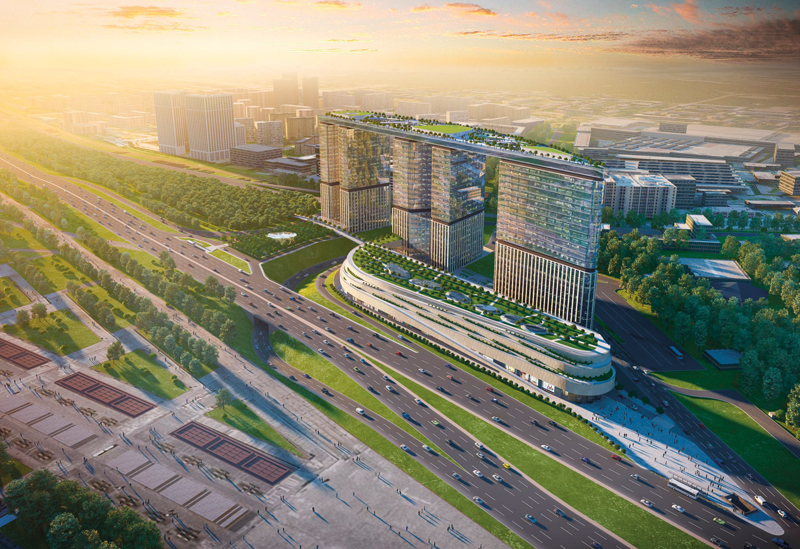Крыши башен ТПУ Парк Победы будут объединены эксплуатируемой террасой как в небоскребе Marina Bay Sands в Сингапуре